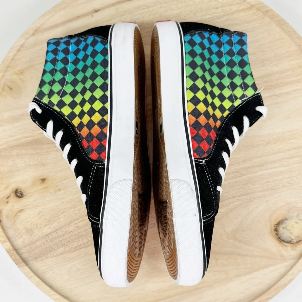 Ecko Unltd Steven Rainbow Check Canvas Suede‎ Hightop Sneakers 9 Men